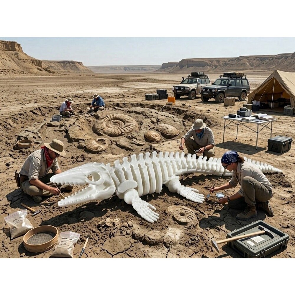3D Printed Articulated Mosasaurus Skeleton Dinosaur 15 Inches Long